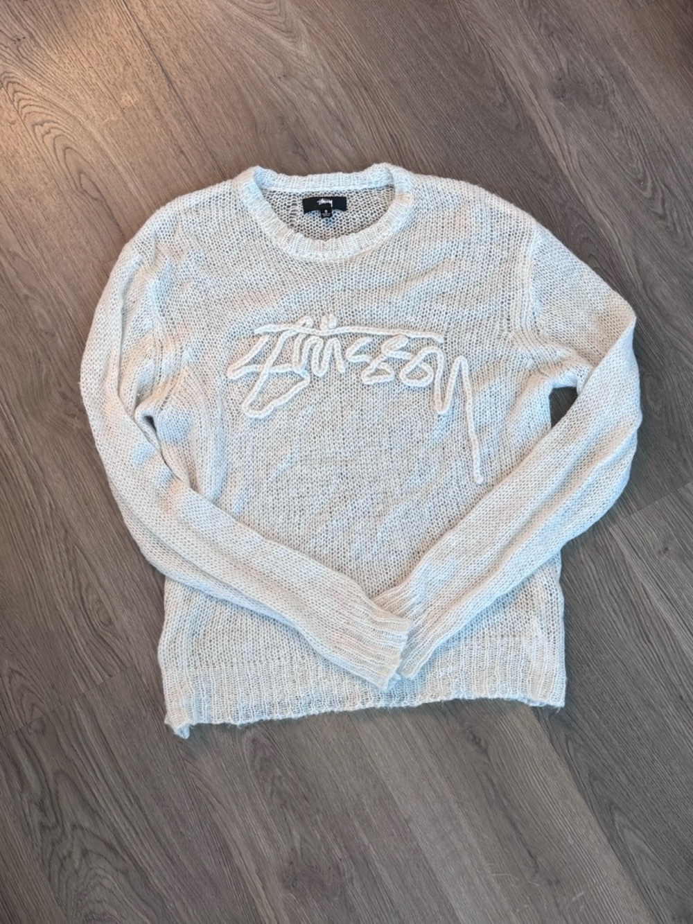 Stussy Cream Knit Logo Sweater